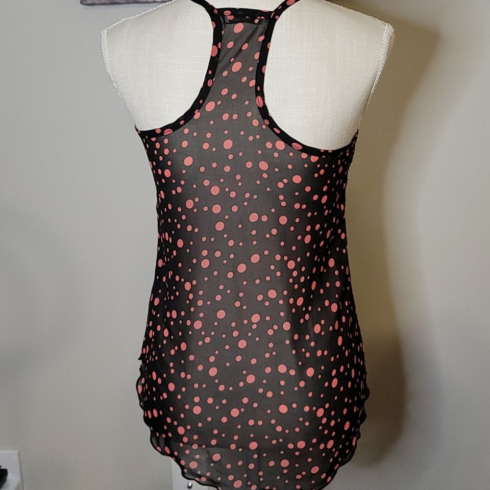 Teenbell Black and Coral Polka Dot Tank Size Small - Picture 3 of 4